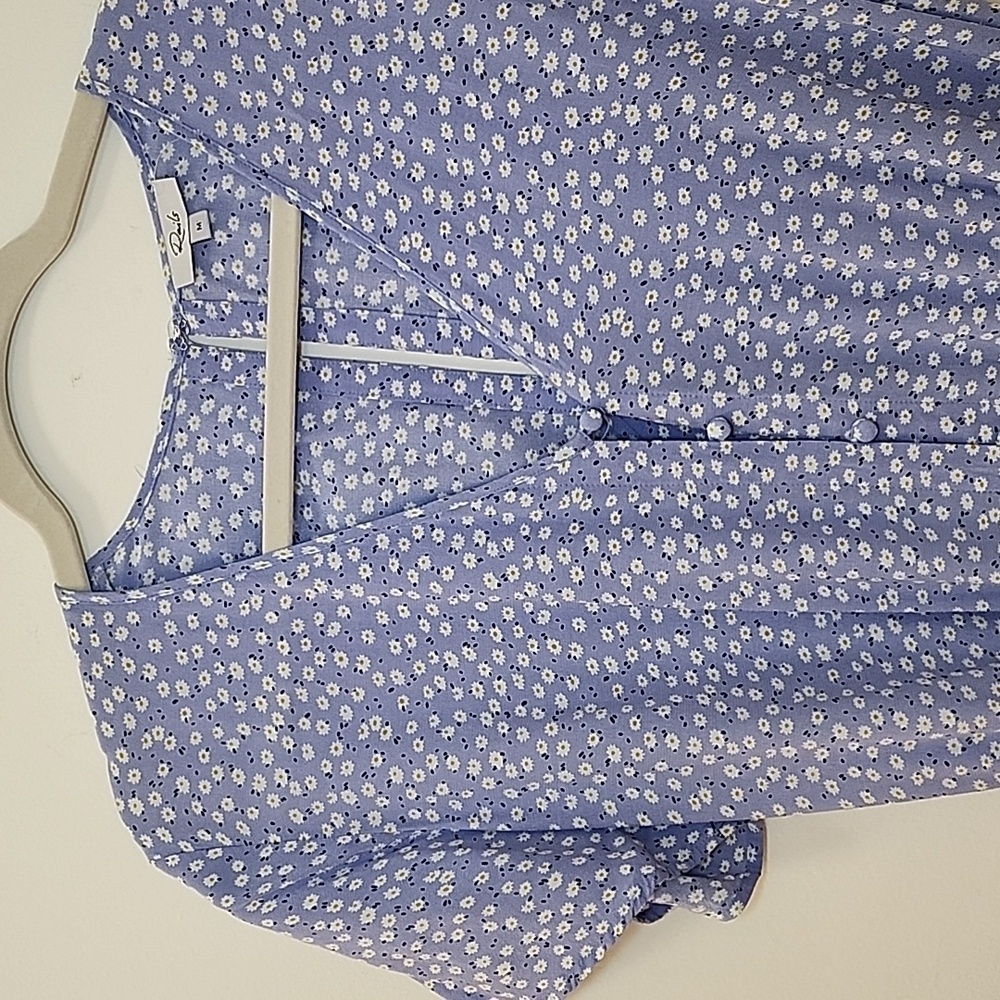Rails Women’s Sophia Sky Blue Daisies Romper Belted V-Neck Short Sleeve Size Med - Picture 10 of 16